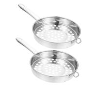 MAGICLULU 2pièces Passoire Métallique avec Poignée Passoire à Friture et Cuisson à Grands Panier de Séchage Acier Inoxydable Écumoire à Pâtes à Fruits et Légumes