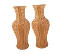 MAGICLULU 2pièces Vase Haut à Poser Au Sol Tissé Imitation Rotin Lot pour Fleurs Séchées Et Décorations Artificielles Élégant Support Floral pour Salon Et Bureau