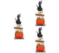 MAGICLULU 3 Pièces Décoration De Porte du Couvercle Décorations De Dinde Médaillon Lanterne Halloween Jack O Citrouille Décor Chats Bois Citrouille Chat Décor Porche Pendentif Citrouille