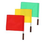 MAGICLULU 3 Pièces Drapeau de Signalisation Manuelle pour Arbitre, en Polyester Coton Manche en Acier Inoxydable, Sécurité Routière et Événements Sportifs