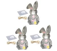 MAGICLULU 3 Pièces Liste des Œufs De Pâques Décor Plaque De Porte De Bienvenue Signe De Porche Panneau en Bois De Lapin Panneau en Bois De Pâques Panneau De Porte De Pâques Tilleul