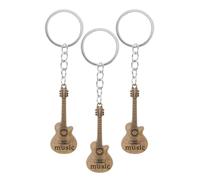 MAGICLULU 3 pièces Lot de Porte-clés Guitare Vintage Bronze Bijou Musical Élégant pour Sacoche Cadeau Créatif pour Musicien et Guitariste Accessoire Léger et Décoratif