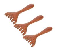 MAGICLULU 3 Pièces Masseur de Pieds en Bois, Peigne de Massage Méridien, Design à Six Griffes, Long Manche, Café, pour Stimuler les Points D’acupression et Soulager la Fatigue des Pieds