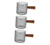 MAGICLULU 3 Pièces Mini Carafe à Lait Verre avec Poignée Bois Verseuse à Espresso pour Café et pour et Stockage de