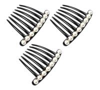MAGICLULU 3 Pièces Peigne à Cheveux en Perles Antidérapant, Élégant, | Noir, Insertion Confortable, pour Cheveux Épais et Frange Latérale, Photos et Fêtes