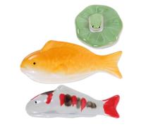 MAGICLULU 3 Pièces Statuette Flottante de Carpe en Céramique | Décor Créatif, Stable Basculement, Ne Coule Pas, Forme Poisson et Grenouille