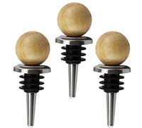 MAGICLULU 3pcs Bouchons de Bouteille de Vin en Acier Inoxydable Liège en Bois 2.0, Silicone Alimentaire, Étanchéité Hermétique, Préserve la Fraîcheur du Vin, pour Restaurant et Bar
