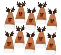 MAGICLULU 4 Ensembles Bouchon De Bouteille De Vin De Wapiti Dessus De Bouteille De Vin en Forme De Wapiti Décor De Vin De Noël Décorations d'arbre De Noël Brown Chiffon 10 Pièces * 4