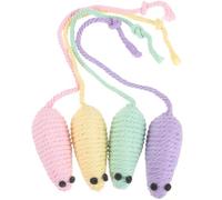 MAGICLULU 4 Pièces Amusant pour Chats de Souris en Corde de Coton, de Dentition pour Chaton, Réduit la Solitude, pour Chats D’intérieur