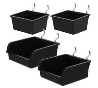 MAGICLULU 4 Pièces Bacs de Rangement pour Panneaux Perforés Noir Paniers à Panneaux Perforés , , Plastique et Acier Gain de Place , Accès Rapide , pour Ateliers et Bureaux