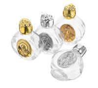 MAGICLULU 4 pièces Bouteilles Eau Bénite Verre Rose Lot de Bouteilles Portables pour Décorations Église et Prières Personnelles Design Élégant Alliage