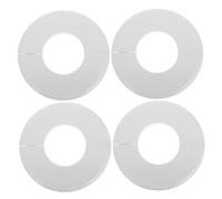 MAGICLULU 4 pièces Cache-rosace Mural pour Tuyau Rond Lot de Plaques Auto-adhésives Plastique Blanc Plomberie avec Structure à Bride Fendue pour Décoration et Finition Soignée