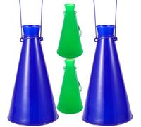 MAGICLULU 4 Pièces Lot de Mégaphones Mini Plastique Réutilisables Trompette pour Fête Supporteurs et Animations Sportives Accessoire Bruiteur Léger et Facile à Nettoyer Bleus Verts