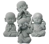 MAGICLULU 4 Pièces Statue De Bouddha Chinoiserie Décor Miniatures Figurines Moine Statue De Bouddha Assis De Bouddha Bouddhisme Maison Décorations pour Bouddha Mini s