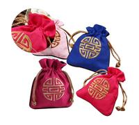 MAGICLULU 4 Pochettes à Bijoux en Lin Cordon 4pcs Paquet de Rangement Portables pour Fruits et Cookies Sachets à Cordon de Différentes Couleurs pour Voyage
