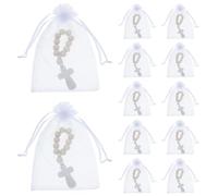 MAGICLULU 40 Ensembles Bracelets Chapelet en Bois pour Bébé avec Paquet en Filet Décorations de Baptême et Présents pour Fête de Naissance et Communion