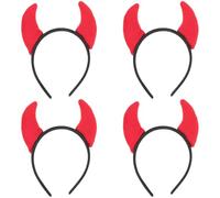 MAGICLULU 4pcs Serrage-têtes Cornes de Diable Rouges en Tissu pour Halloween, Accessoires Cheveux Cosplay Finition Soignée, Look Saisissant pour Fête et Danse