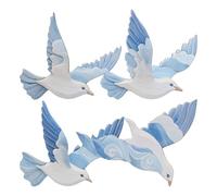 MAGICLULU 4pièces Mouette Décorative Bois Décoration Murale Nautique Design Oiseau Marin Thème De Plage Pour Intérieur Pour Salon Et Chambre