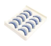 MAGICLULU 5 Paires de Faux Cils Colorés Bleus en Fibre avec Strass, Extensions de Cils Faciles à Utiliser pour Usage Personnel et Look Stylé