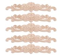 MAGICLULU 5 pièces Appliques Bois Non Peint Décorations Floristiques Bois Massif pour Meubles Portes Murs et Fenêtres Ornements Adhésifs Polyvalents Style Européen