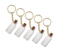 MAGICLULU 5 Pièces Bouteille en Verre décorative en Liege Bouteille Transparente Petits contenants en liège Mini Pot Bouteille de Bonbons avec du liège Fiole Le Fer Golden