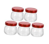 MAGICLULU 5 Pièces Bouteille hermétique en Verre Pots Petit bocaux avec couvercles récipient Vide en Verre Mini Pot conteneur de Stockage scellé Mini flacons Un Verre Rouge