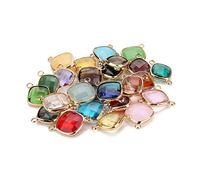 MAGICLULU 5 pièces Perles Verre à Double Anneau pour Bijoux DIY Breloques Intercalaires Colorées Mélangées Accessoires pour Collier Bracelet