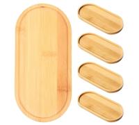 MAGICLULU 5 Pièces Plateau pour Plantes D'intérieur, Plateau de Pot de Fleurs en Bois, Soucoupe de Drainage Ovale 7,07x3,85 Po, Kaki, pour Pot de Fleurs en Céramique, Rebord de Fenêtre