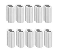 MAGICLULU 50 Pièces Manchon en Aluminium pour Câble Acier Forme 8 Double Barillet Argenté, Réduit la Fatigue du Câble, Empêche le Glissement, pour Levage Portuaire et Construction