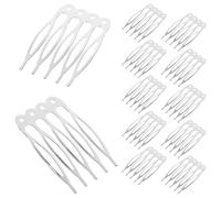 MAGICLULU 50pcs Peignes à Cheveux Métalliques Argentés 5 Dents Faciles à Fixer Robustes pour Femmes et Mariées Accessoires pour Festivals et Mariages