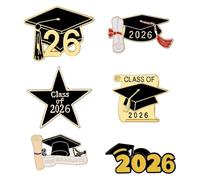 MAGICLULU 6 Pièces Cadeau de Diplôme 2026 Épingles à Bouton de Graduation en Alliage de Zinc, Broche en Émail Élégante pour Décoration de Fête et Souvenir de Remise de Diplôme Style