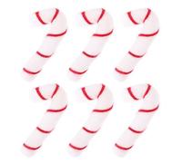 MAGICLULU 6 Pièces Canne de Noël Breloque Compacte de Canne à Sucre DIY en Tissu Blanc Motif Rayé Festif pour Scrapbooking et Papeterie DIY Noël