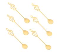 MAGICLULU 6 Pièces Cuillère à Dessert Note De Musique Glace Dîner Sucre Le Potage Chocolat Rétro Pelle Désert Musical Thé Cuillère à Café Amoureux Ustensile Acier Inoxydable Golden