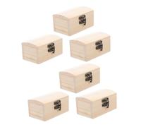 MAGICLULU 6 Pièces Lot de Coffres Au Trésor Bois Brut Petit avec Charnières et Fermoir Métallique Boîte à Bijoux Vintage pour Rangement de Trésors et Décoration DIY