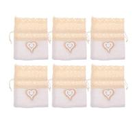 MAGICLULU 6 Pièces Sachet Dragées Mariage Lot de Petits Sachets Cadeaux Dentelle Ajourée avec Cordon Sacs à Bonbons Élégants pour Fête et Lavande Doux et Confortable Utilisation Pratique