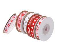 MAGICLULU 6 Rouleaux de Rubans D'emballage Présent pour Saint-valentin en Polyester, Motifs Cœurs et Textes, Décorations pour Bouquets, Pâtisserie, Mariage et DIY