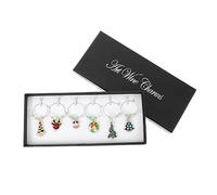 MAGICLULU 6pièces Étiquettes Réutilisables Vin Pendentifs Festifs Résistants Marqueurs Verre Inaltérables Anneaux Verres Polyvalents Décoratifs Vert