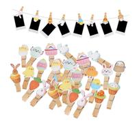 MAGICLULU 70 pièces Mini Pinces à Linge Bois Cartoon Clips Décoratifs Photo et Usage Multiple pour Cartes Mémos et Décorations Créatives