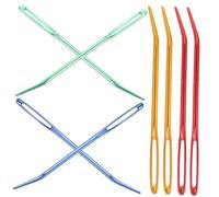 MAGICLULU 8 pièces Aiguilles à Repriser Courbées Aluminium Grandes Ouvertures Outils de Couture Portables Multifonctions pour Travaux Manuels DIY Assortiment Or Bleu Rouge Vert Cadeau pour
