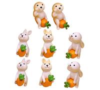 MAGICLULU 8 Pièces décoration de gâteau lapin en peluche décorations de gâteaux de jardin statue de lapin lapin figurine de lapin d'herbe mini figurines de lapin petit lapin mini-lapin PVC