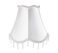 MAGICLULU Abat-jour Vintage Européen en Tissu Blanc à Franges Perlées pour Lampe de Table E27, Forme Cloche Festonnée, Touche Élégante, Installation Facile, Adapté pour Hôtels et Maisons