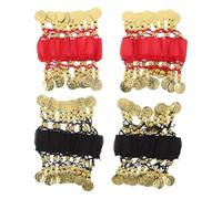MAGICLULU Accessoires de Danse du Ventre 4pcs en Mousseline Bracelets de Cheville Poignet Réglables pour Femmes, Mouvement, pour Performances et Fêtes