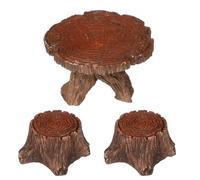 MAGICLULU Accessoires Décoratifs pour Jardin Miniature 3pcs en Résine Marron, Table et Chaises Style Nature Réaliste pour Dollhouse et Jardin Féerique Rebords de Fenêtres