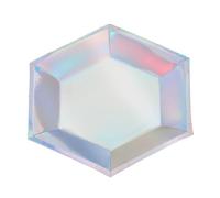 MAGICLULU Assiettes en Papier Jetables Iridescentes Hexagonales 8 Pièces, Vaisselle Jetable Chic et Créative pour Réunions Familiales et Showers de Mariée