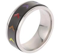 MAGICLULU Bague Arc-en-ciel Pivotante en Acier Inoxydable Noire Taille 9, Anneau de Fierté Lgbtq Unisexe, Bague Bijoux Gays et Lesbiennes pour Fêtes et Soirées