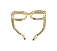 MAGICLULU Bague Lunettes Ajustable en 14k Or Mini Bague Ouverte pour Femmes Anneau Créatif et Accessoire Couple pour Déclaration D’amour Usage Quotidien