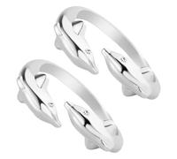 MAGICLULU Bague Ouverte Double Dauphins Ajustable pour Femmes, Anneau Dauphin en Métal Robuste, Lot de 2 Bijoux Fantaisie Esthétiques, Présent Anniversaire et Usage Quotidien