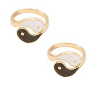 MAGICLULU Bague Rétro Taiji Yin Yang à Ouverture Réglable, Lot de 2, Or