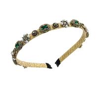 MAGICLULU Bandeau Cheveux Femme Vert Fleurs en Perles Baroques et Strass Incrustés, Serrage-tête Fin et Léger pour Lavage du Visage et Occasions Festives