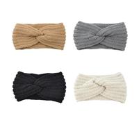 MAGICLULU Bandeaux pour Cheveux en Laine Tricotée 4pcs Design Élastique et Respirant, Bandeau Croisé Chaud pour Femmes et Filles, pour Spa et Sport